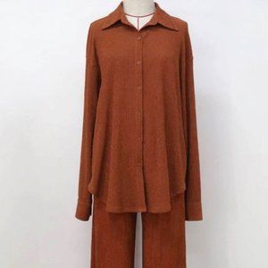 Brown 3 Piece pant set